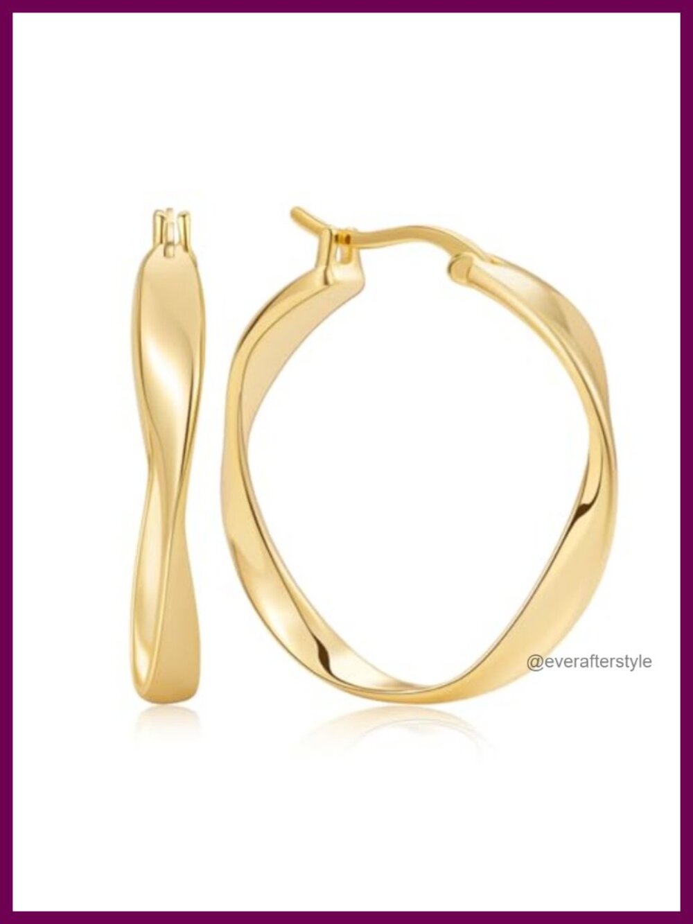 14K Gold Twisted Wave Hoop Earrings for Women Lightweight Hinged Hoop